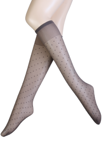 PUNTINI grey knee-highs with dots | Sokisahtel