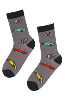 Хлопковые носки серого цвета с изображением ралли RACECAR (гоночный автомобиль) | Sokisahtel