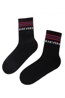 Хлопковые носки черного цвета в красно-синюю полоску для мужчин и женщин RAKVERE | Sokisahtel