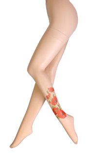 RED POPPY beige 20DEN print tights | Sokisahtel