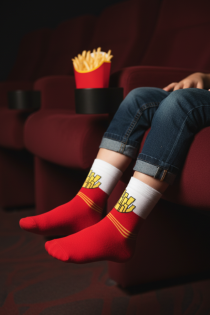 Красные детские носки с картошкой фри REGGIE | Sokisahtel