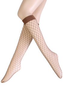 RETE GRANDI beige fishnet knee-highs | Sokisahtel