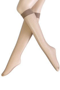 RETE light beige fishnet knee-highs | Sokisahtel