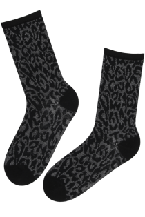 RIINU black wool leopard pattern socks | Sokisahtel