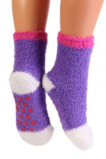 Детские пушистые домашние носки лилового цвета с нескользящей подошвой RONJA | Sokisahtel