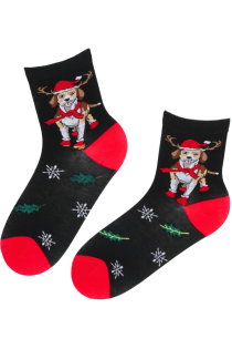 RONNI black Christmas socks with a dog | Sokisahtel