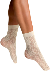 ROSA STILE creamy white sheer socks 
