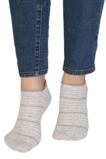 RUBY gray low-cut socks with stripes | Sokisahtel