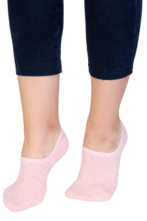 Женские хлопковые носки-следки светло-розового цвета с изображением блестящего бантика SAARA | Sokisahtel