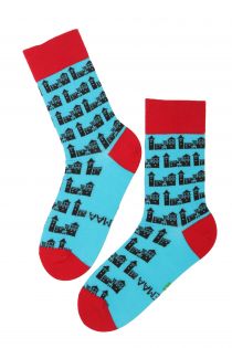 SAAREMAA CASTLE blue cotton socks | Sokisahtel