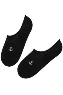 Короткие хлопковые носки чёрного цвета с якорями SAIL | Sokisahtel