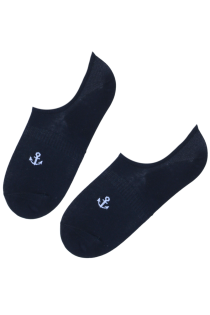 Короткие хлопковые носки тёмно-синего цвета с якорями SAIL | Sokisahtel