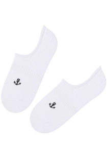 Короткие хлопковые носки белого цвета с якорями SAIL | Sokisahtel