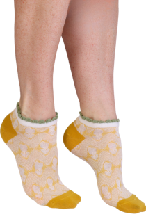 Жёлтые укороченные хлопковые носки с узором SAMANTHA | Sokisahtel