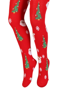 SANTA CLAUS punased jõulumustriga sukkpüksid lastele | Sokisahtel