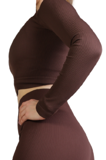 SARA brown cropped training top | Sokisahtel