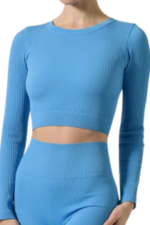 SARA light blue cropped training top | Sokisahtel