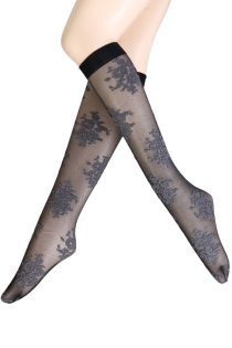 Sarah Borghi DENISE black sheer knee-highs | Sokisahtel