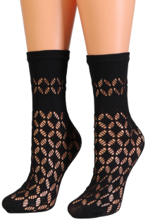 Элегантные сетчатые носки чёрного цвета с ромбовидным узором FANNI от Sarah Borghi | Sokisahtel