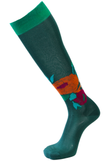 Sarah Borghi FIORE green floral knee-highs | Sokisahtel