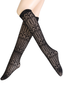 Sarah Borghi GIULIA black glittery knee-highs | Sokisahtel