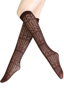 Sarah Borghi GIULIA brown sparkly knee-highs | Sokisahtel