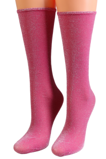 Фантазийные носки розового цвета с ярким блеском LUCIENNE | Sokisahtel