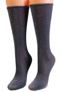 Фантазийные носки тёмно-синего цвета с ярким блеском LUCIENNE | Sokisahtel