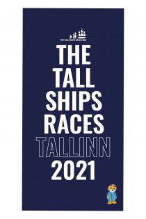 Пляжное полотенце синего цвета из микрофибры THE TALL SHIPS RACES 2021 | Sokisahtel