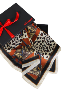 Шейный платок с элегантным леопардовым узором в коричневых тонах SCARF | Sokisahtel