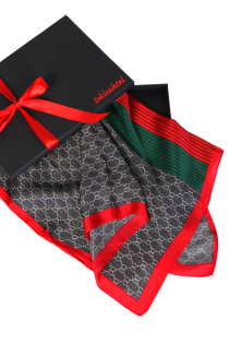 Шейный платок с элегантным геометрическим узором в красно-чёрных тонах SCARF | Sokisahtel