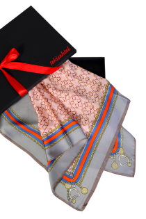 SCARF light pink and grey patterned neckerchief | Sokisahtel