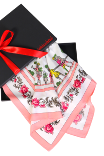 Шейный платок розово-белого цвета в элегантных винтажных мотивах SCARF | Sokisahtel
