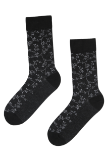 Мужские костюмные носки чёрного цвета из вискозы с растительным узором SCRABBLE | Sokisahtel