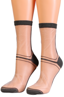 SELINA grey sheer socks | Sokisahtel