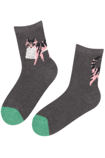 SETT grey warm socks with a cat | Sokisahtel