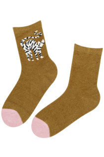 SETT mustard yellow warm socks with a cat | Sokisahtel