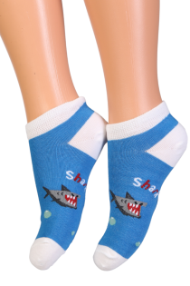 SHARK blue low-cut socks with sharks for kids | Sokisahtel