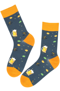 SILVER dark blue cotton beer lover socks | Sokisahtel