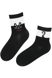 Хлопковые носки чёрного цвета с изображением милых кошечек SIMBA | Sokisahtel