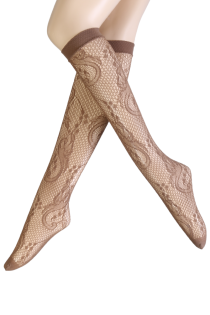 SISSI beige fishnet knee-highs | Sokisahtel