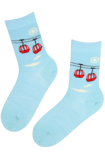 SKI CABIN light blue merino wool socks | Sokisahtel