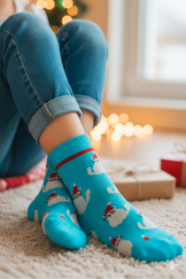 SNOWCAT sinised kassidega meriinovillased sokid lastele | Sokisahtel