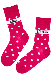 Хлопковые носки цвета фуксия с узором в горошек SÕGE SÕSTAR (безумная смородина) | Sokisahtel