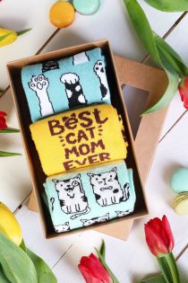 CAT MOM Mother's Day gift box with 3 pairs of socks | Sokisahtel