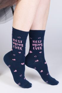 Женские хлопковые носки с сердечками ко Дню Матери BEST MOM EVER (Лучшая мама) | Sokisahtel