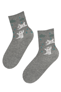 Женские хлопковые носки светло-серого цвета с изображением полярных мишек GLORIA | Sokisahtel