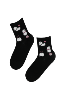 Женские хлопковые носки черного цвета с изображением пушистых панд GLORIA | Sokisahtel