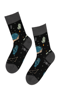 Хлопковые носки черного цвета с изображением элементов эзотерики ESOTERIC | Sokisahtel