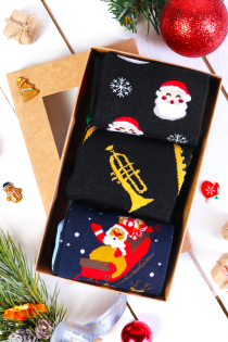 Рождественский подарочный набор из 3 пар веселых хлопковых носков для мужчин и женщин BROWN BEAR | Sokisahtel